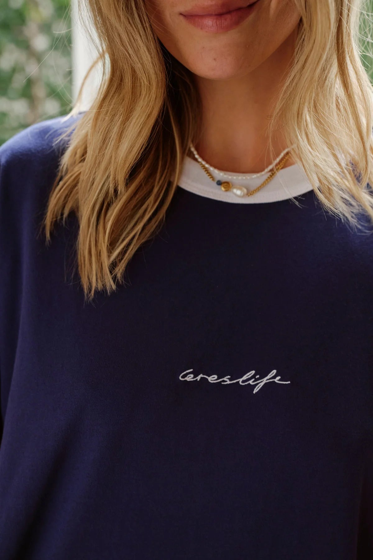 Ceres Luna Oversized Tee - prussian blue/ceres script embroidery