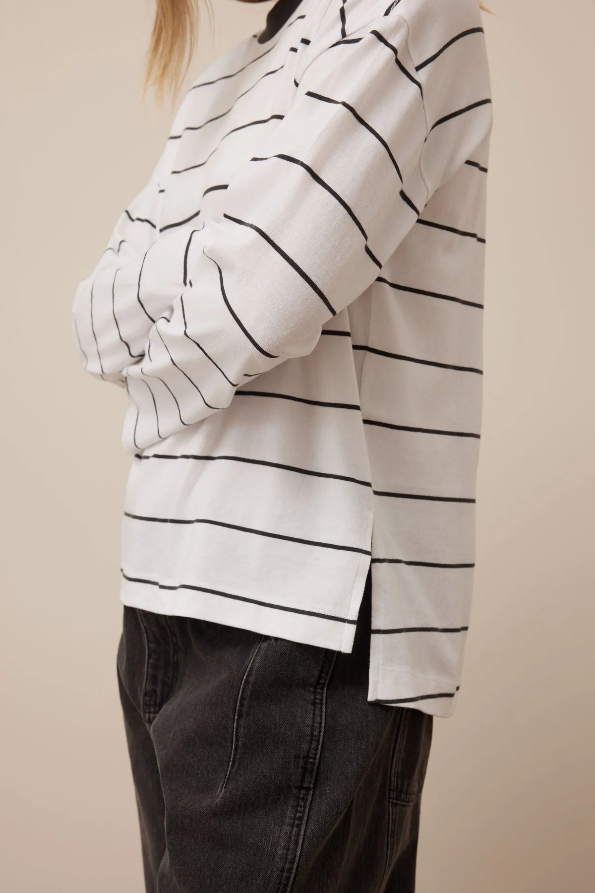 Ceres Scout Slouchy Longsleeve Tee - white/phantom fine stripe