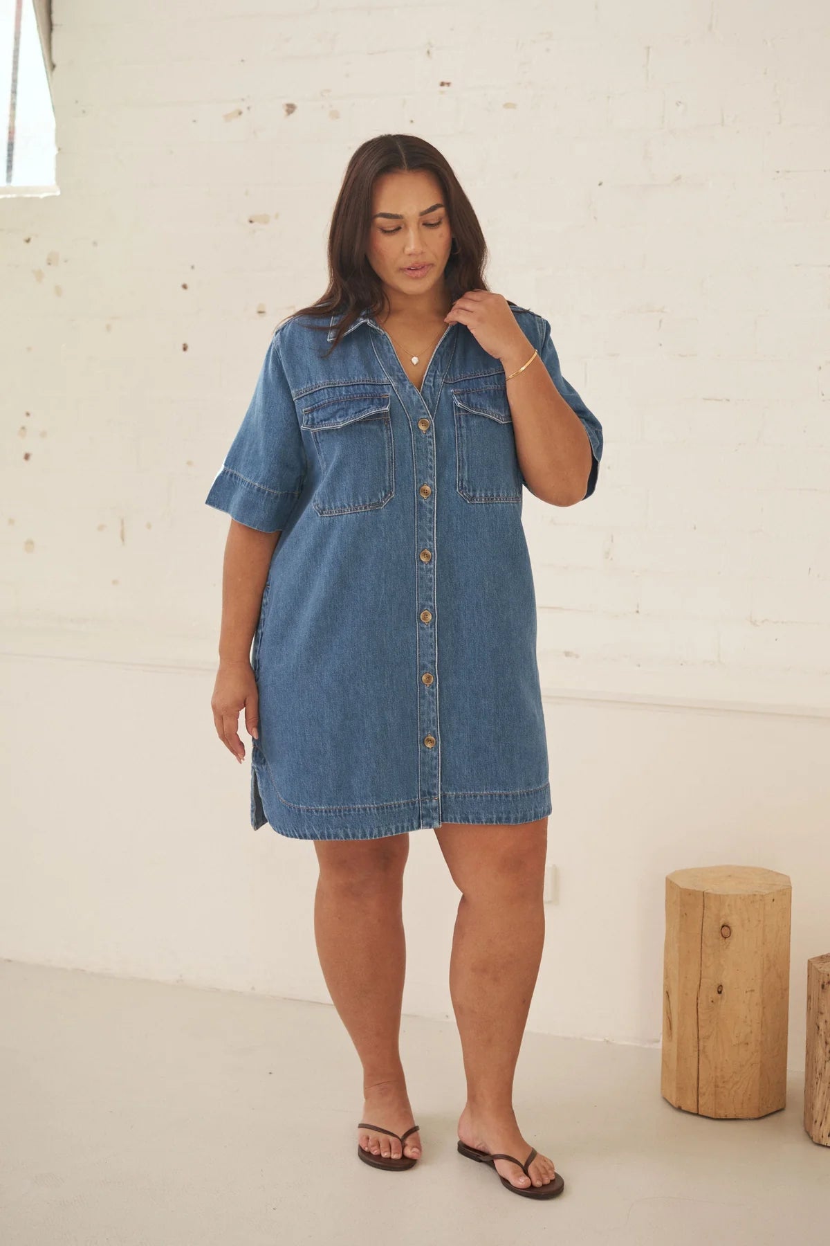 Ceres Bonnie Relaxed Shirt Dress - fresh indigo