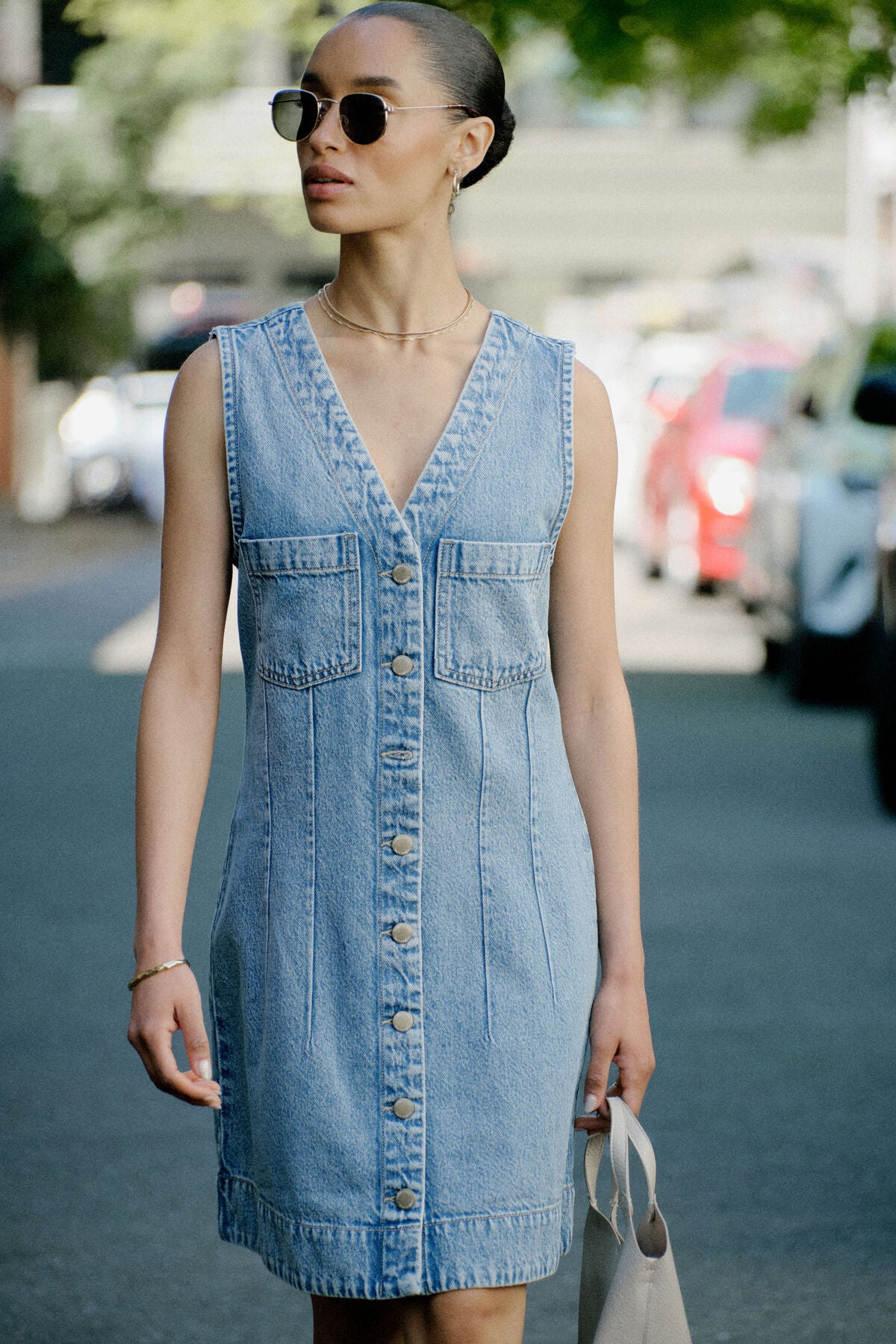 Cere Life Seamed Mini Shift Dress - mid vintage blue