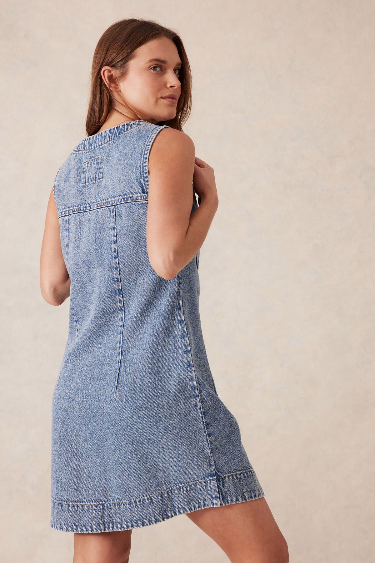 Cere Life Seamed Mini Shift Dress - mid vintage blue