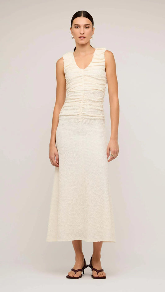 Staple the Label Lyric Gathered Midi Dress - cream