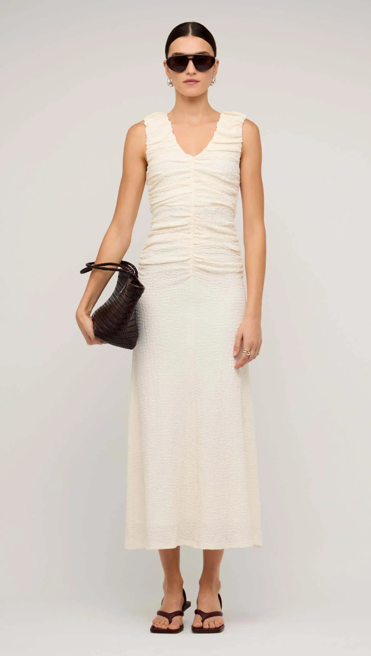 Staple the Label Lyric Gathered Midi Dress - cream