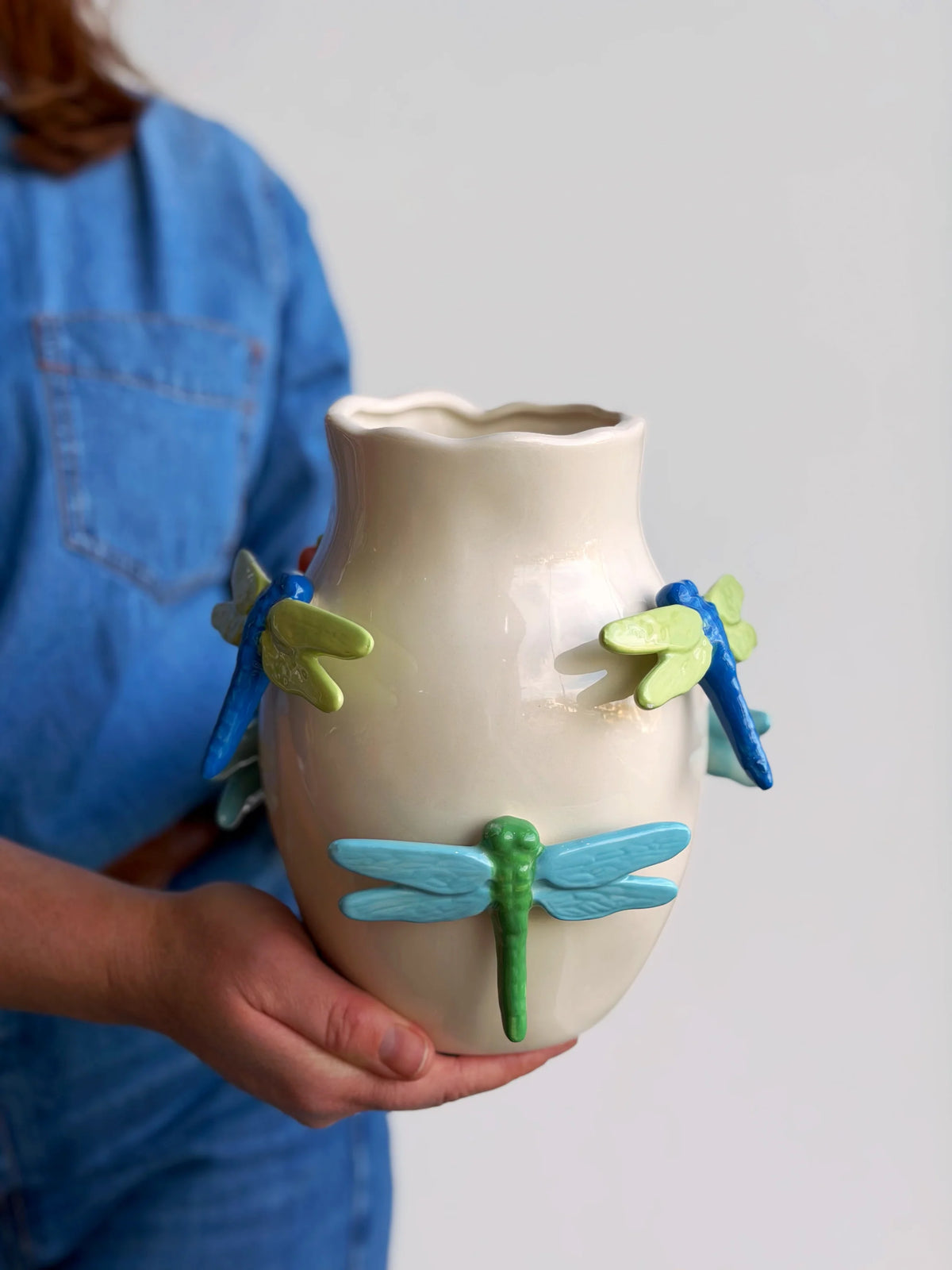 Noss and Co Dragon Fly Vase - blue and green