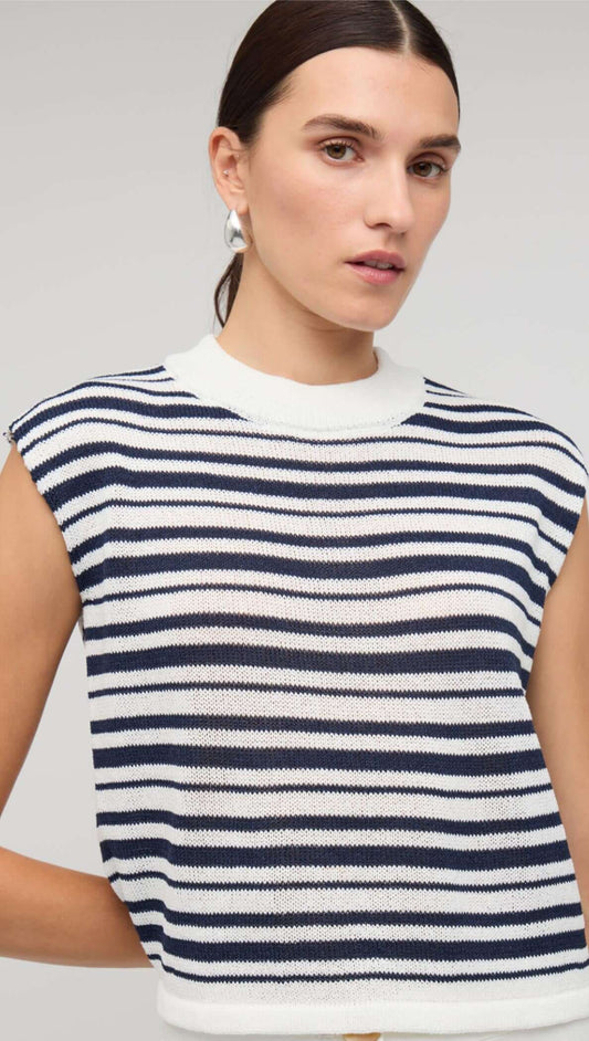 Staple the Label Palmer Knit Top - navy & white stripe