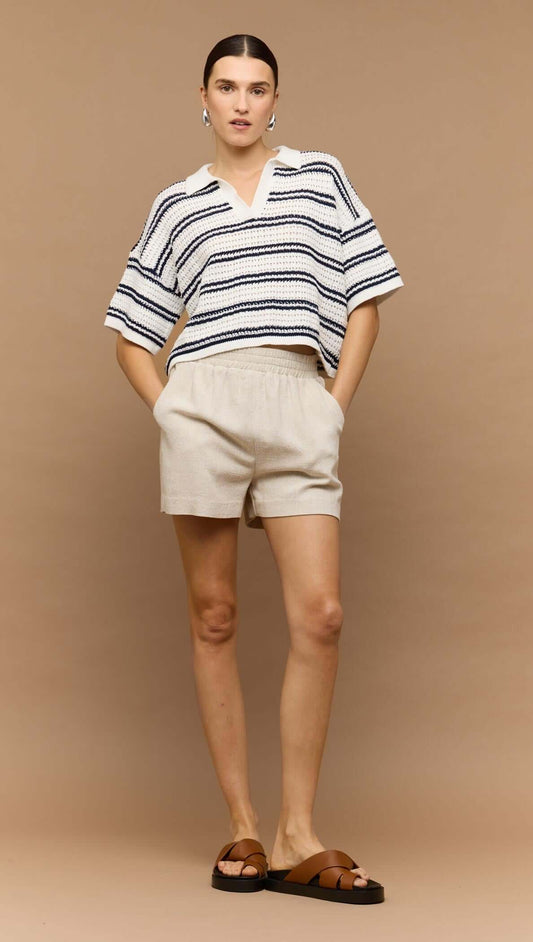 Staple the Label Solstice Knit Polo Top - navy & white