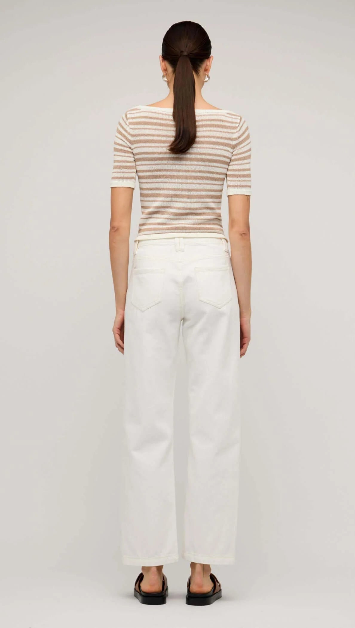 Staple the Label Echo Tee - beige & white stripe