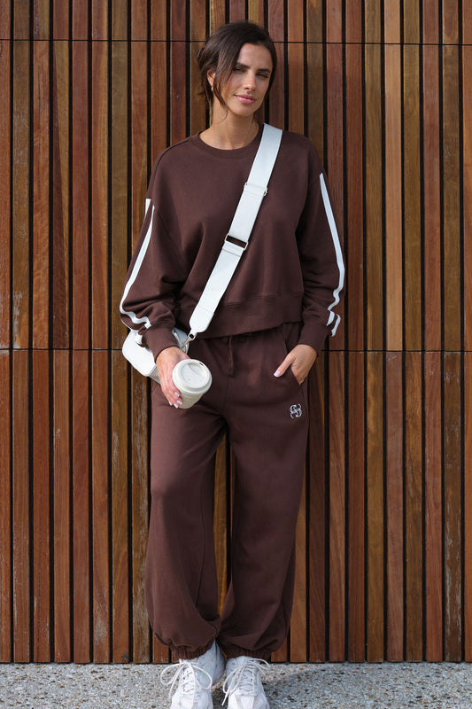 Ceres Bowie Barrel Leg Trackpant - chocolate