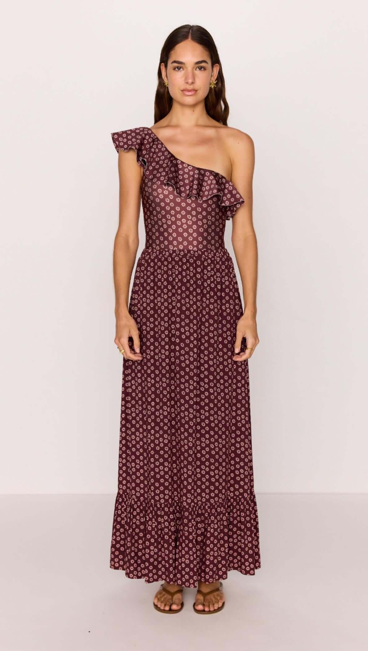 MINKPINK Sierra Ruffle One Piece - burgundy floral