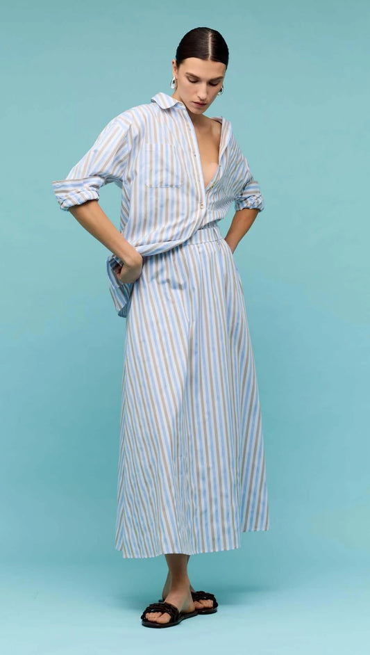 Staple the Label Marcella Maxi Skirt - blue / brown stripe