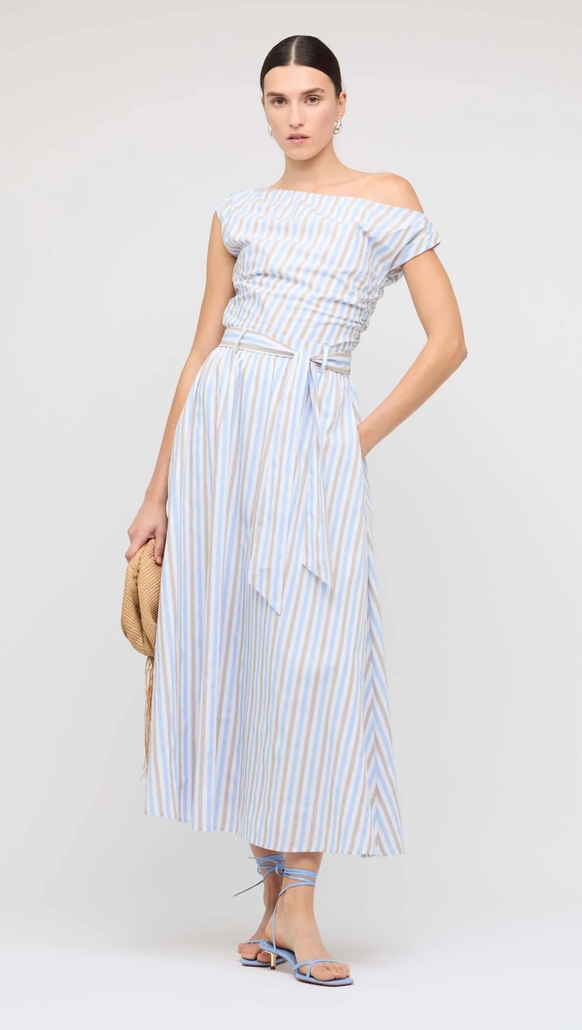 Staple the Label Marcella Maxi Skirt - blue / brown stripe