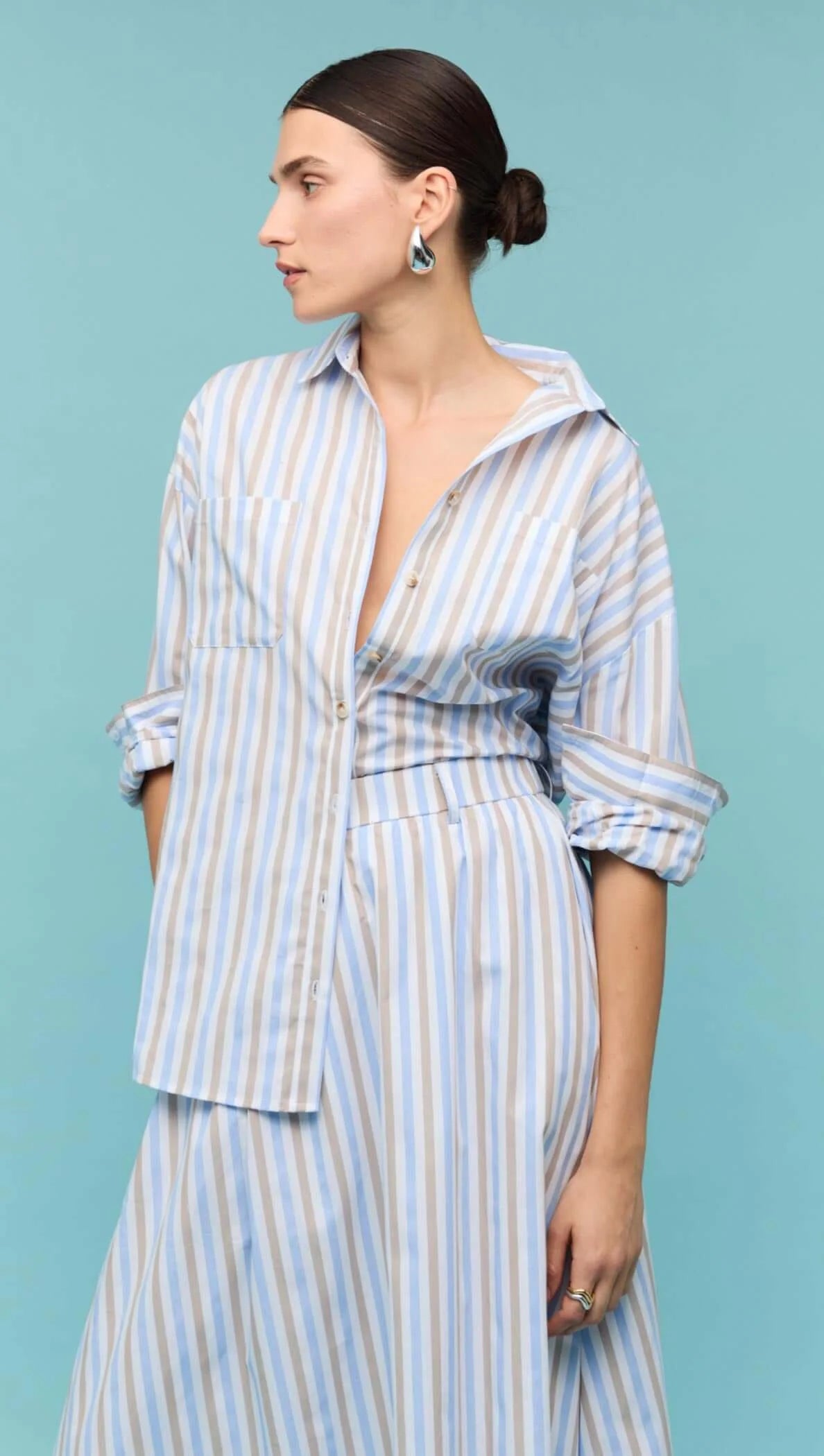 Staple the Label Marcella Maxi Skirt - blue / brown stripe