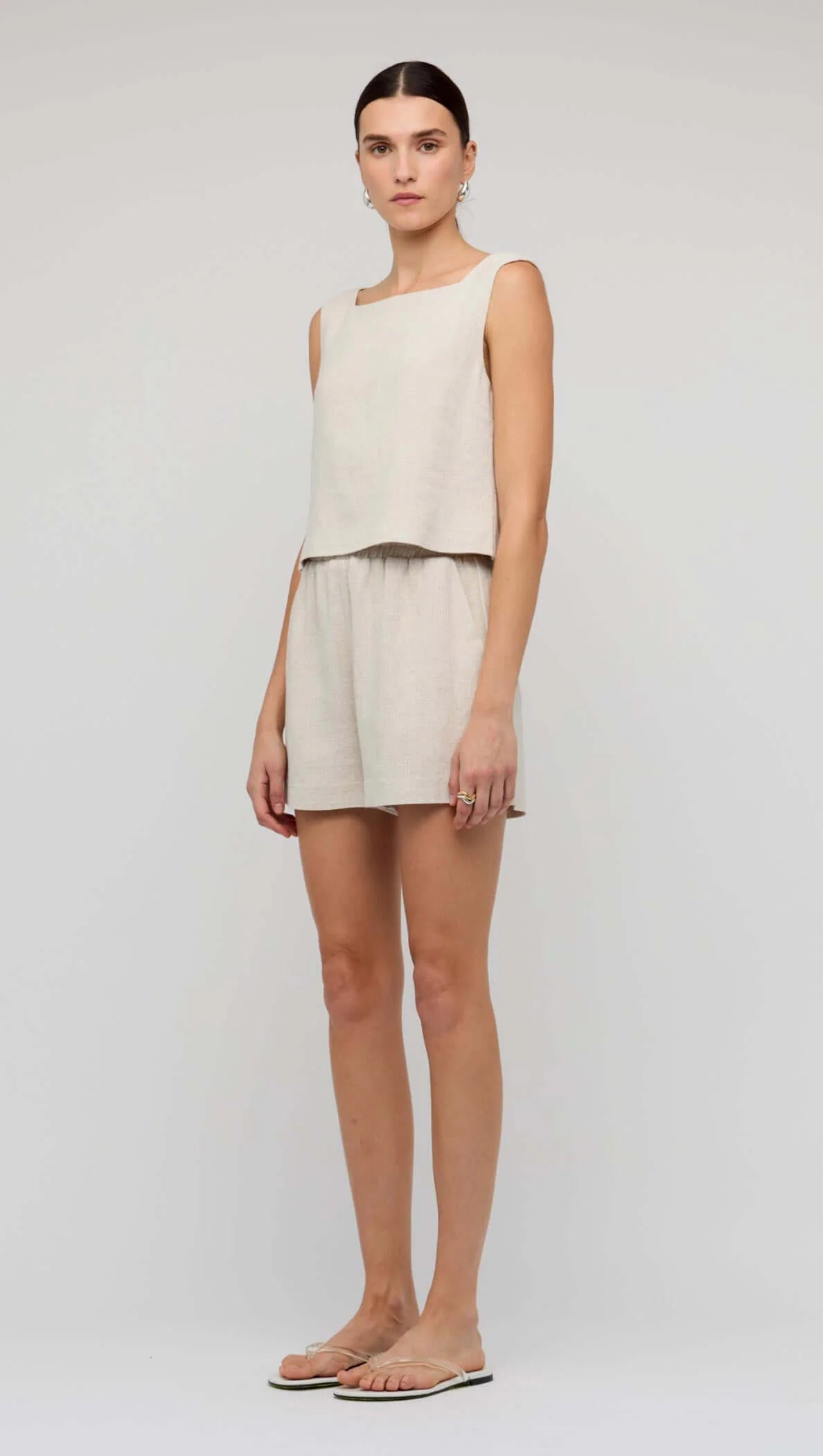 Staple the Label Senna V Back Top - natural marle