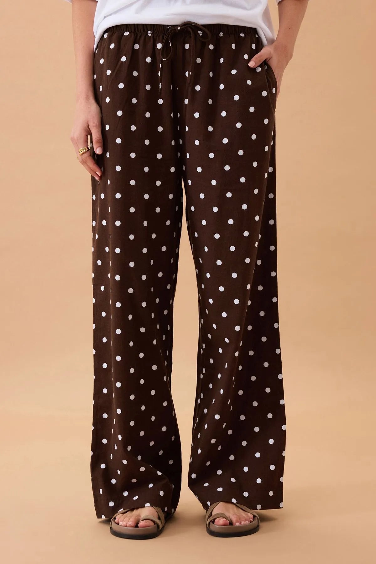 Ceres Resort Pant - choc polka dot
