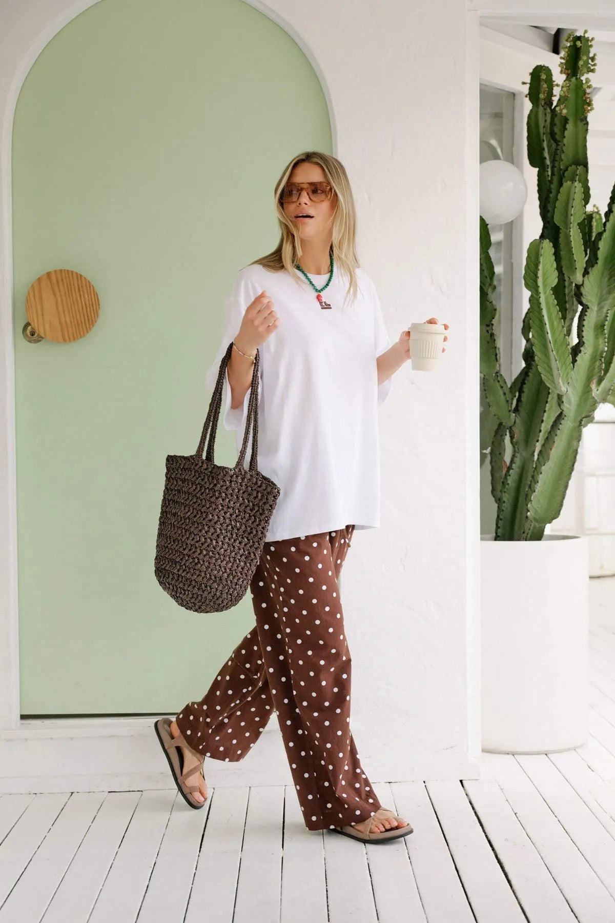 Ceres Resort Pant - choc polka dot