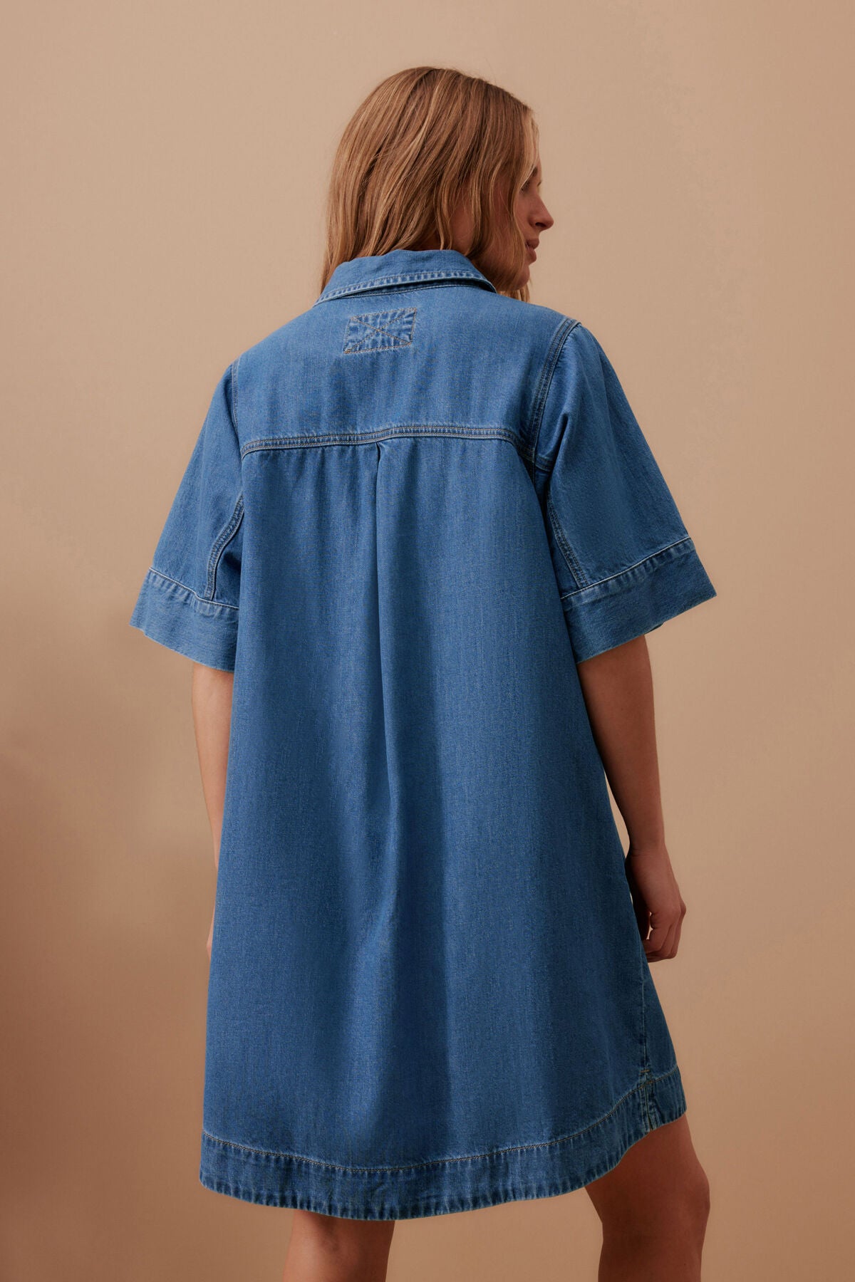 Ceres Ava Shirt Sleeve Mini Dress - vintage blue