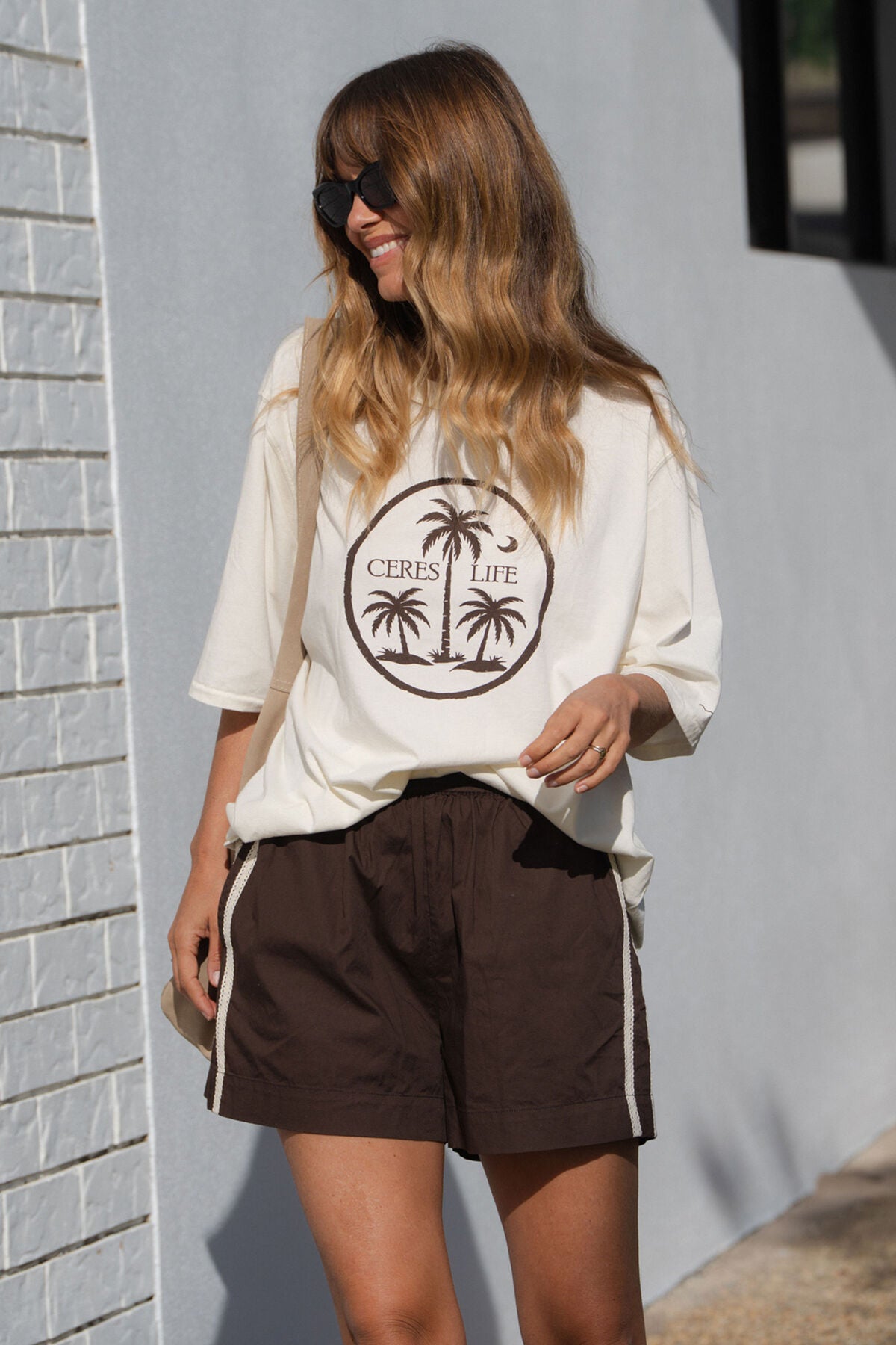 Ceres Liv Oversized Tee - shell/island palms