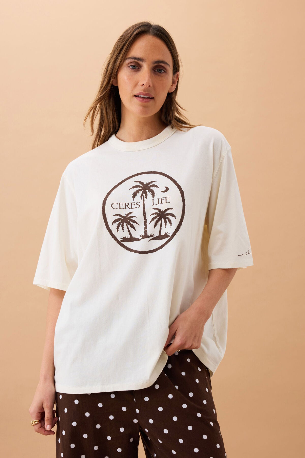 Ceres Liv Oversized Tee - shell/island palms