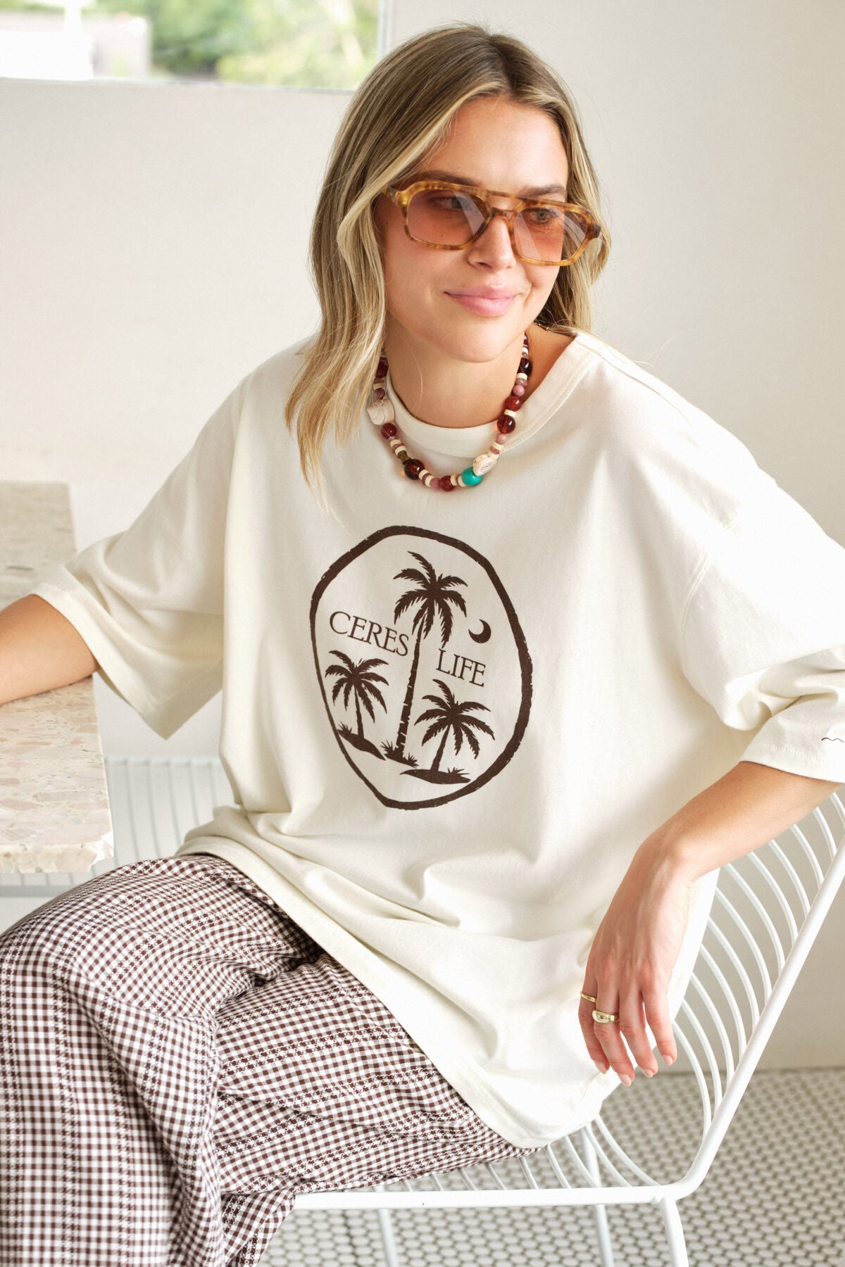 Ceres Liv Oversized Tee - shell/island palms