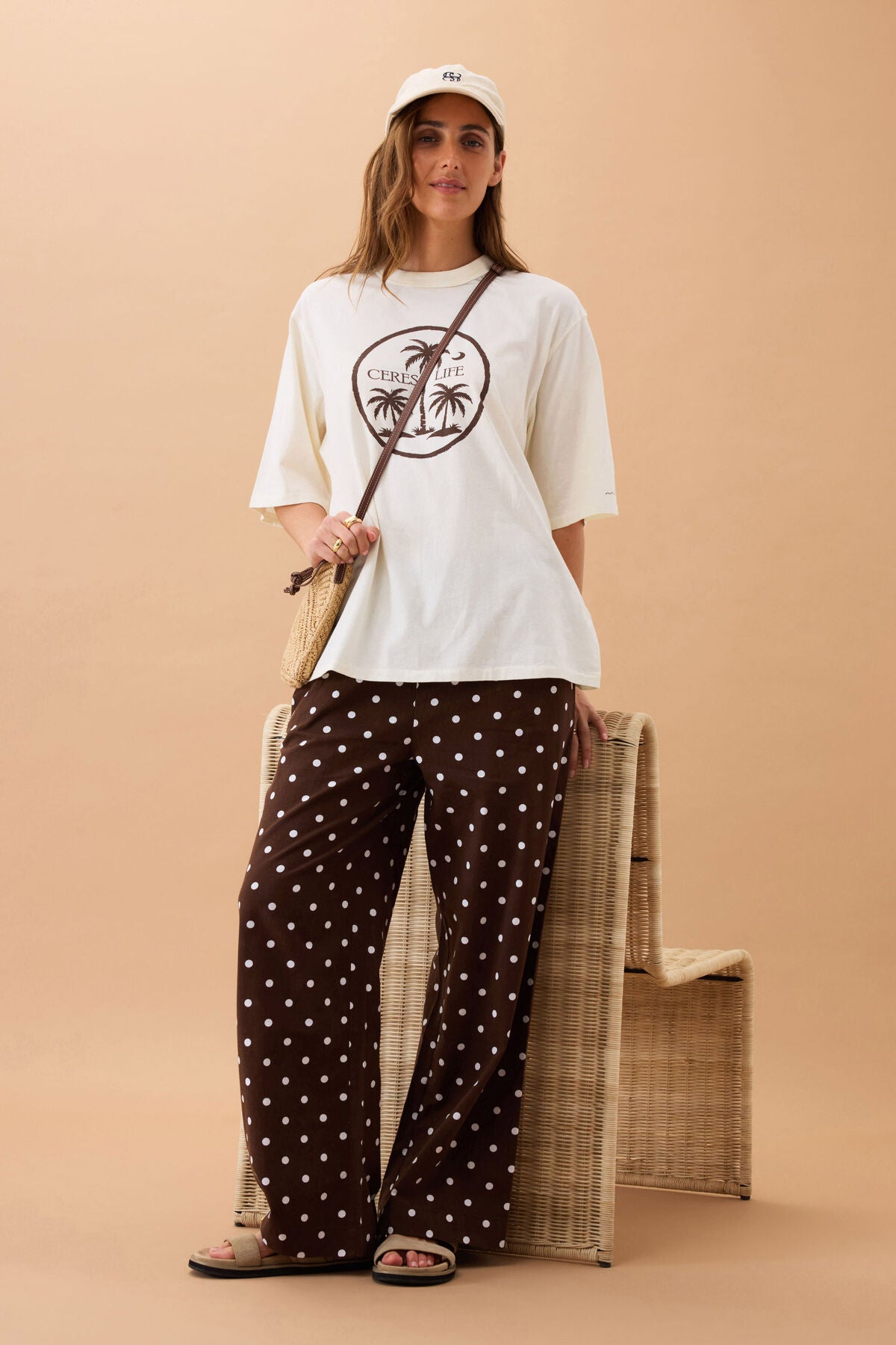 Ceres Liv Oversized Tee - shell/island palms