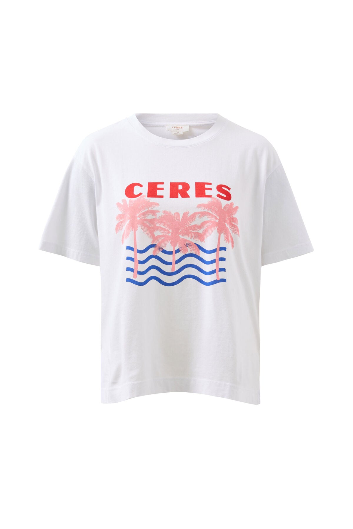 Ceres Stevie Slouchy Tee - white ceres/retro palms