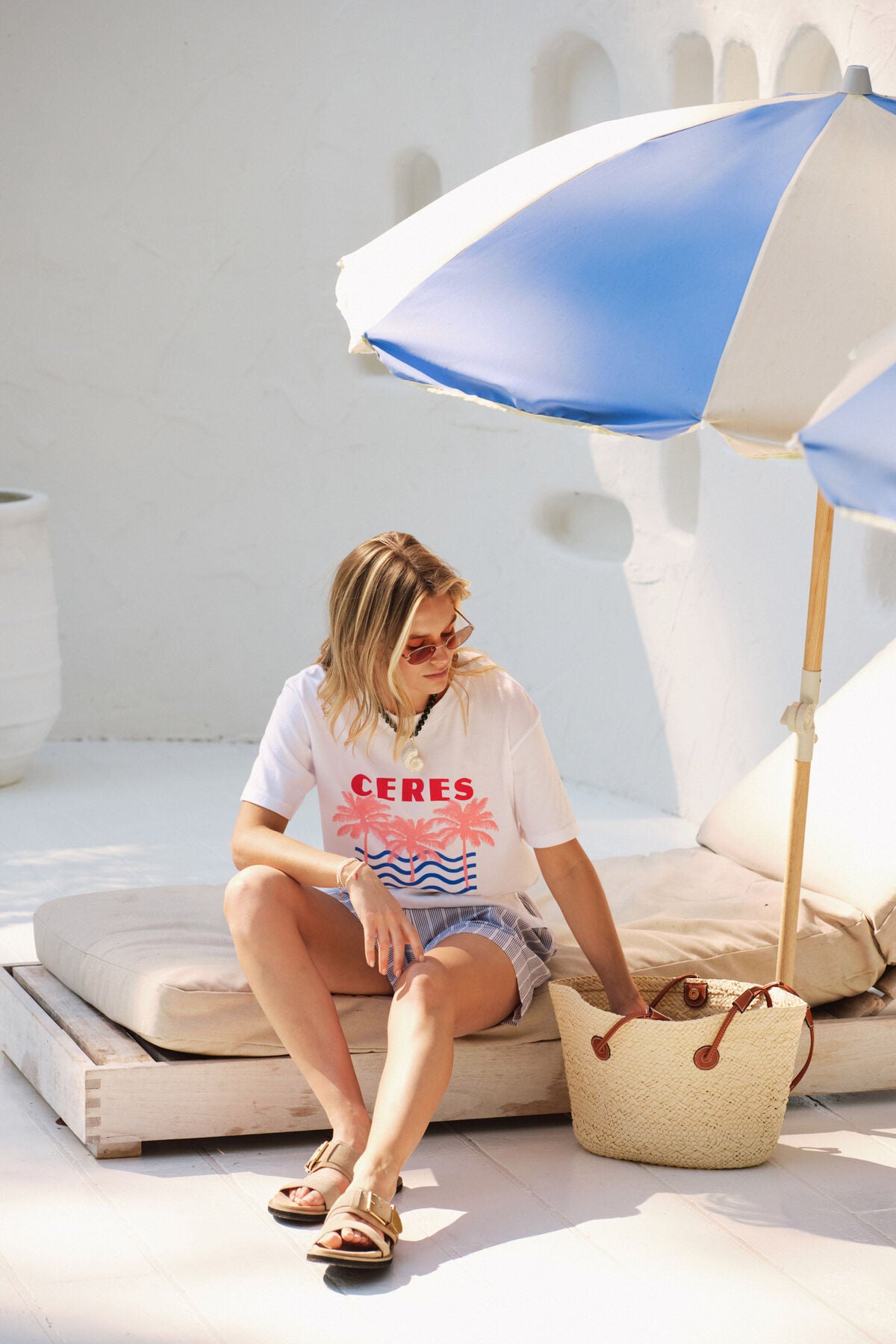 Ceres Stevie Slouchy Tee - white ceres/retro palms
