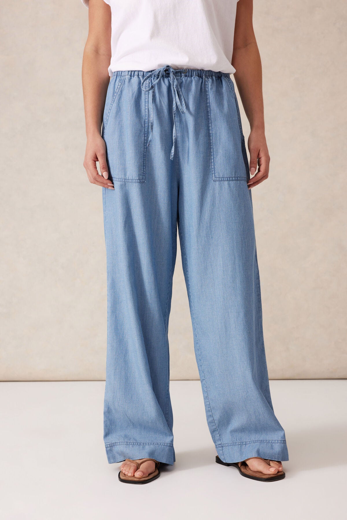 Ceres Life Relaxed Beach Pant - vintage blue pinstripe