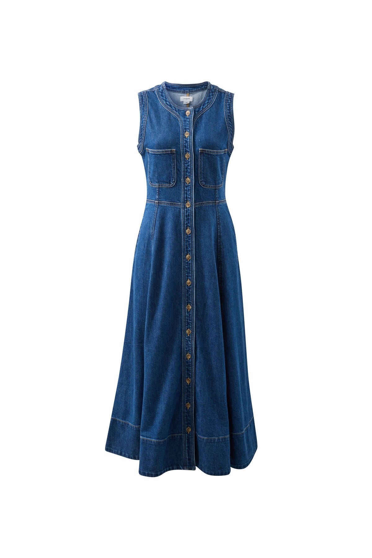 Ceres Hazel Sleeveless Midi Shirt Dress - caspian blue