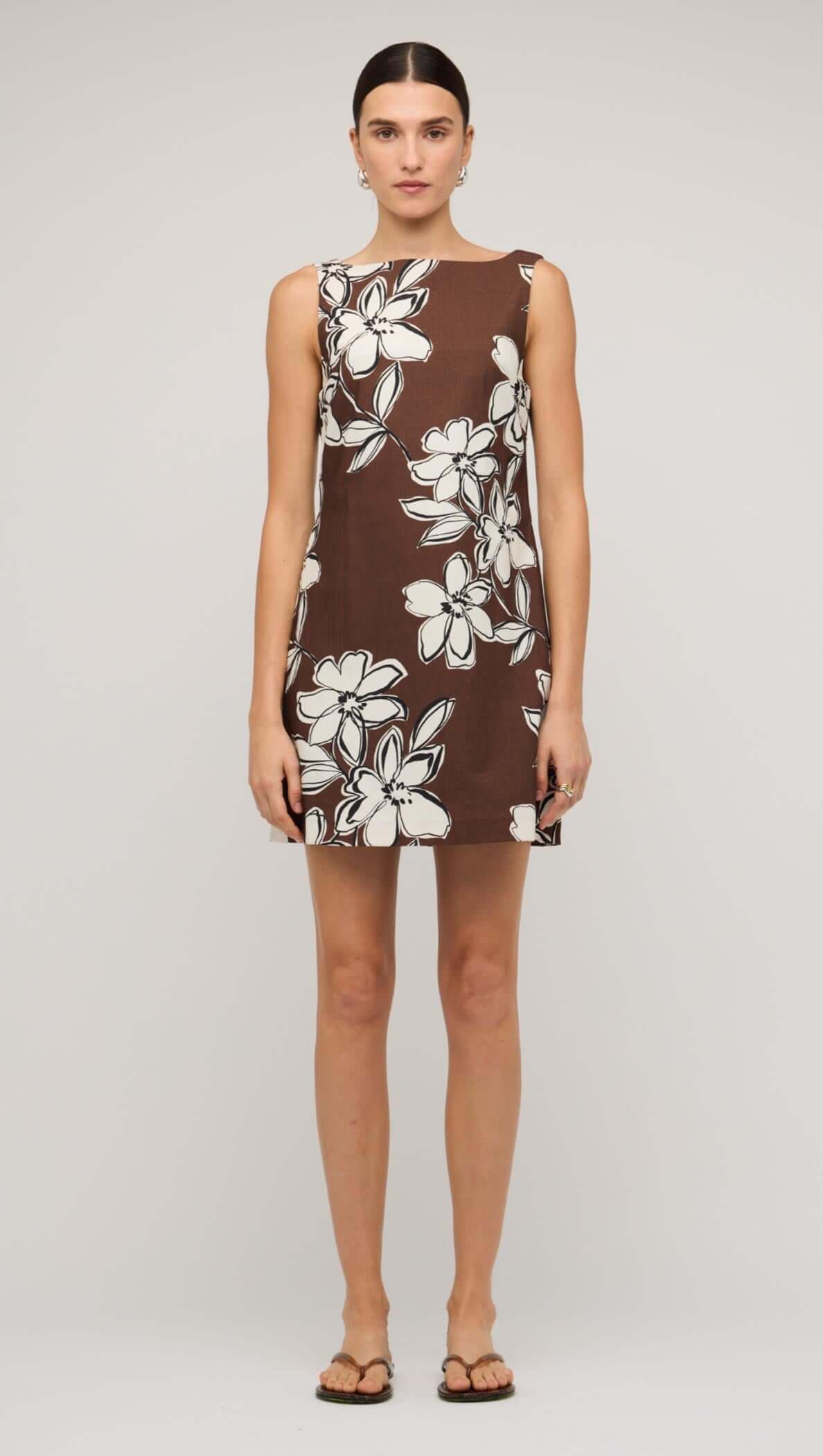 Staple the Label Elara Mini Dress - chocolate & white floral