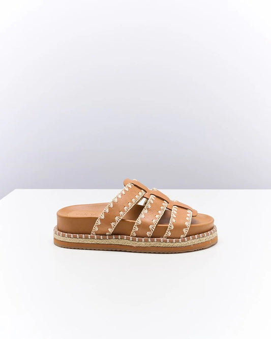 Walnut Ivy Leather Slide - coconut tan
