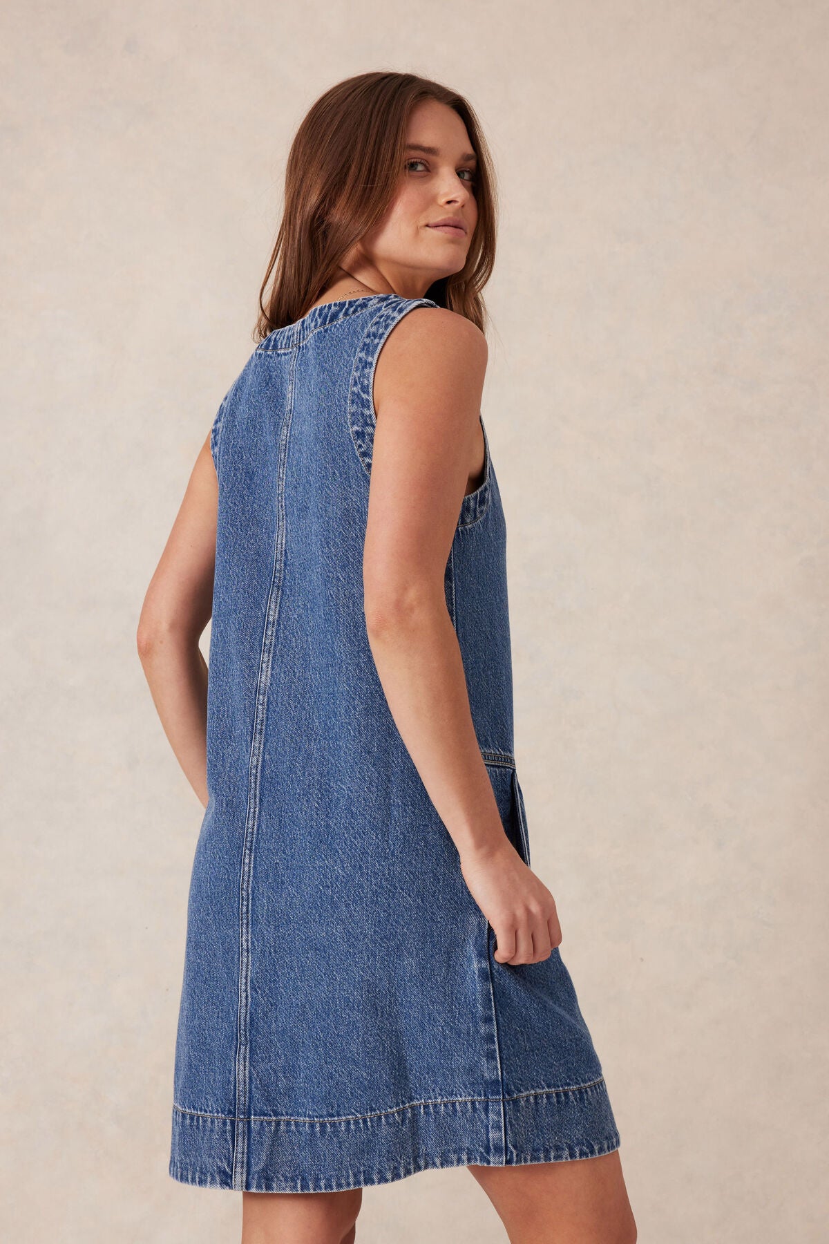 Ceres Life Side Pocket Mini Shift Dress - fresh indigo