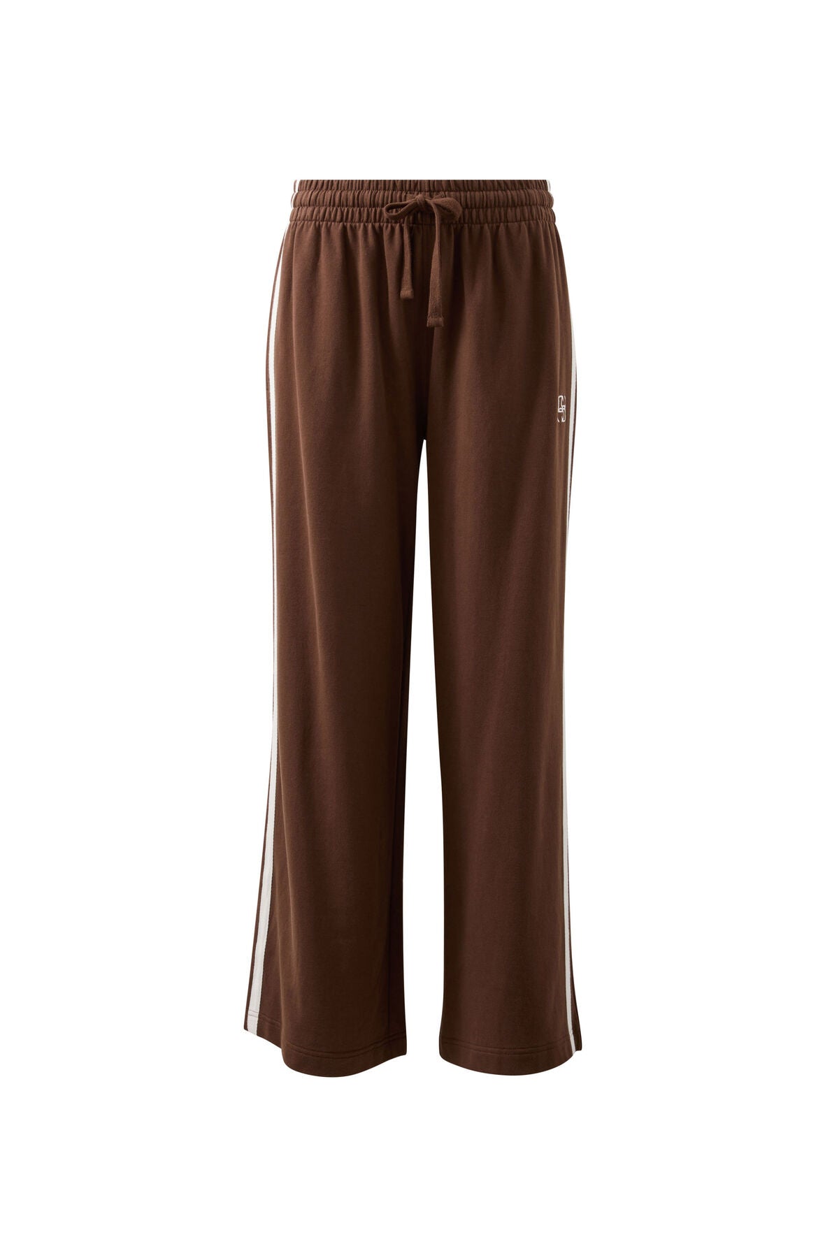 Ceres Gigi Wide Leg Track pant - chocolate side stripe