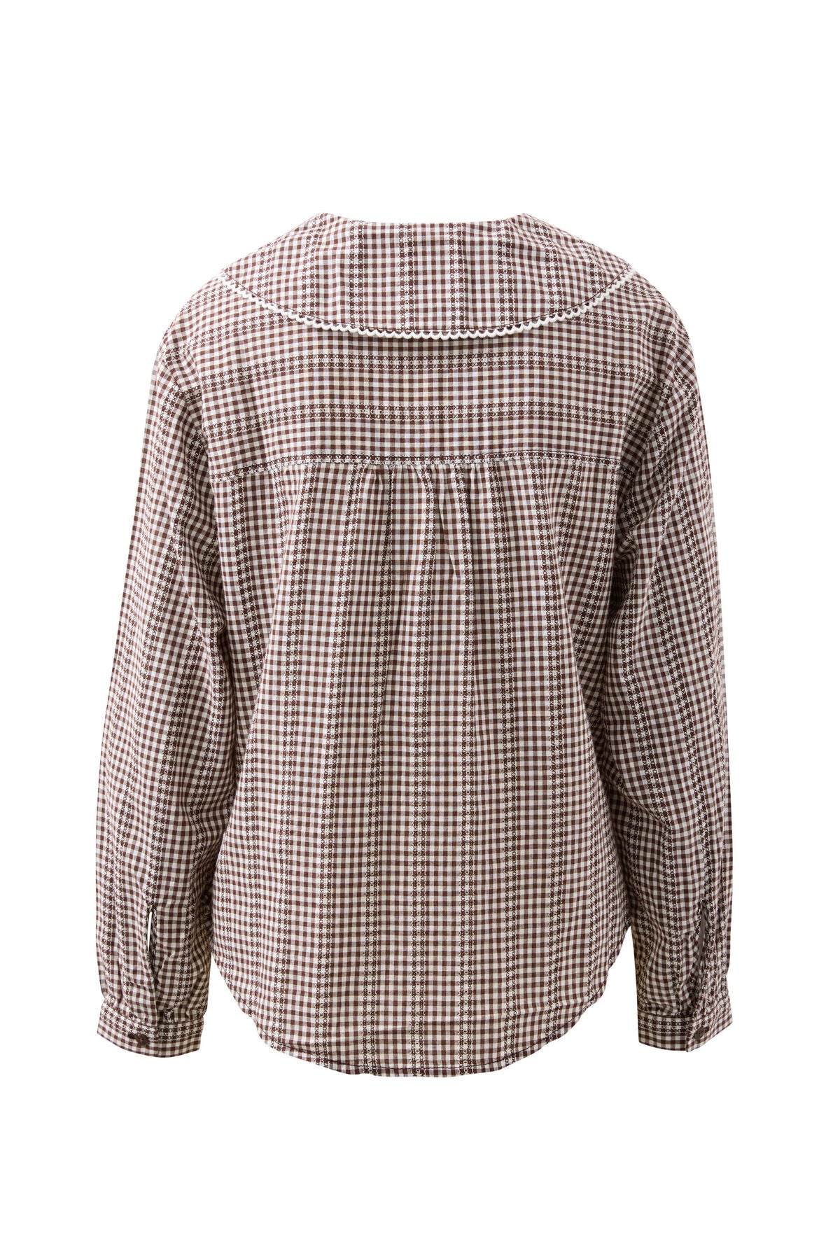 Ceres Alice Collared Top - choc gingham