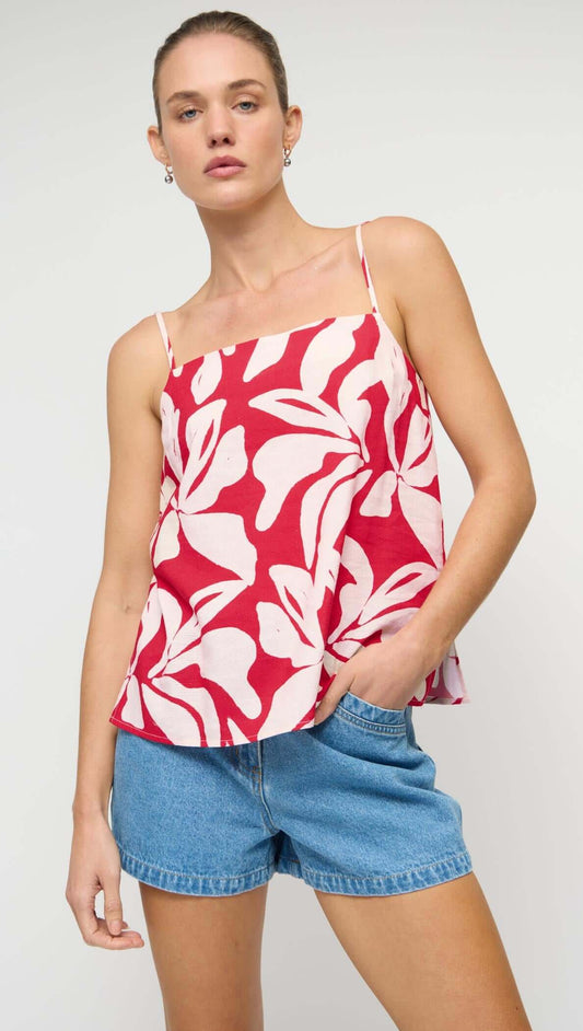 Staple the Label Serata Cami - red and white floral print