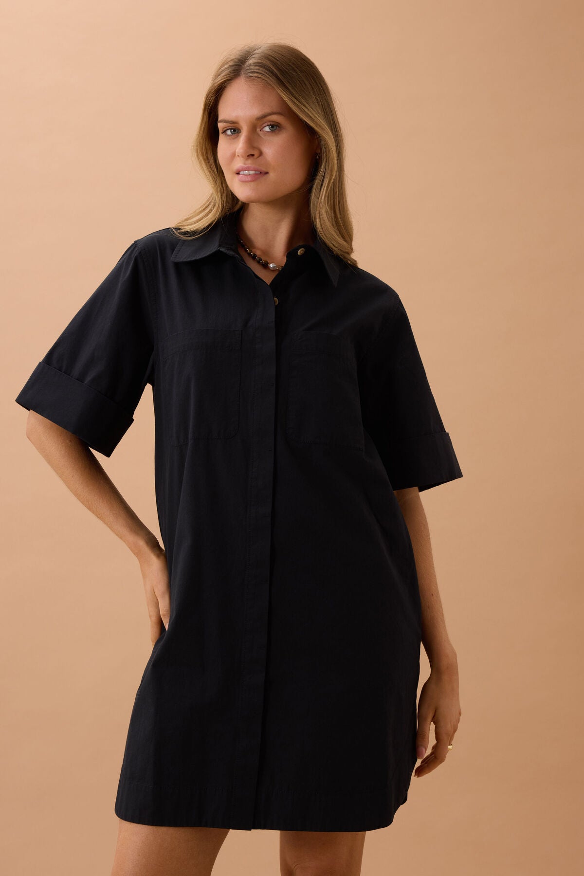 Ceres Sara Mini Shirt Dress - black