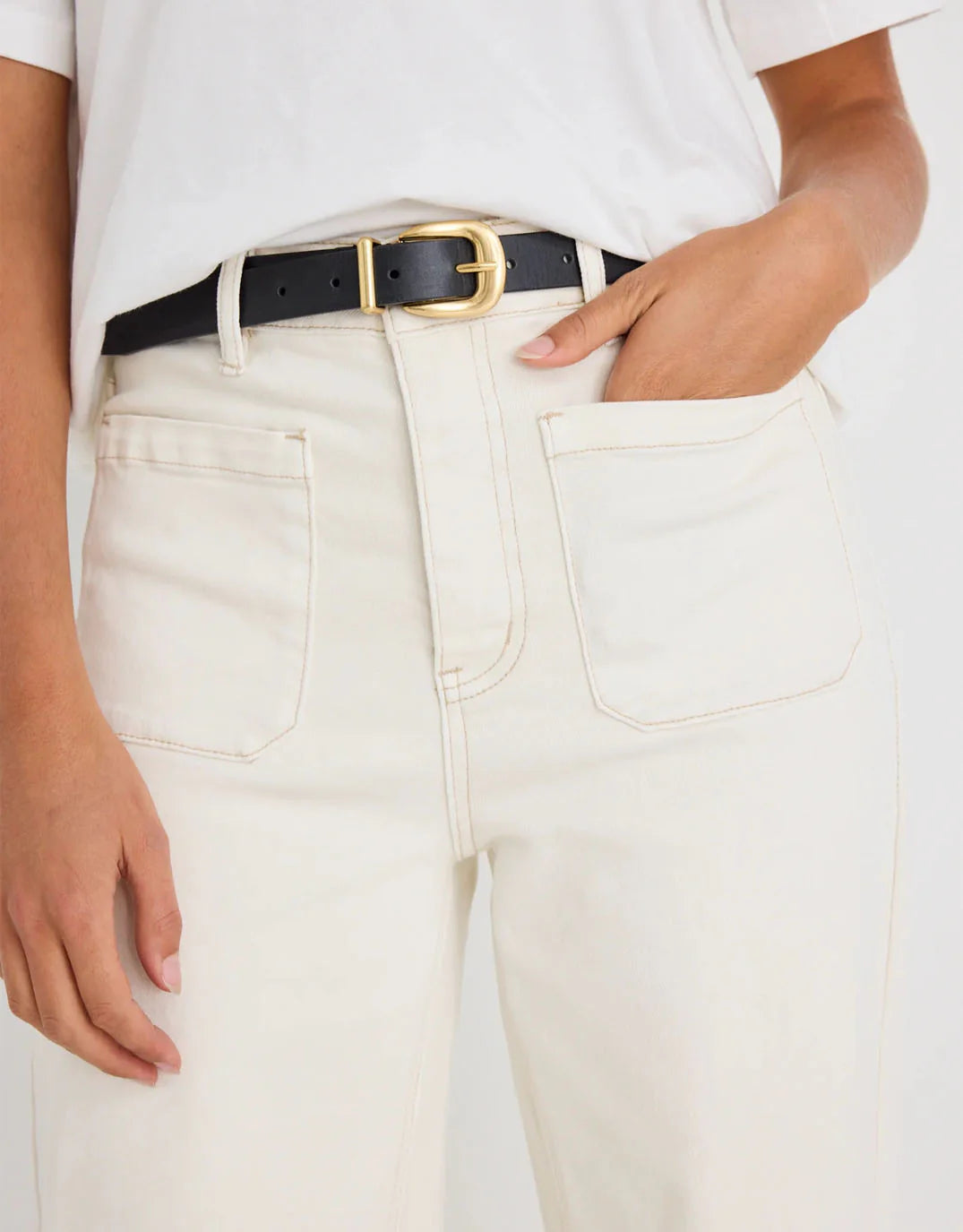 Among the Brave Zoey High Rise Wide Leg Jean - ecru