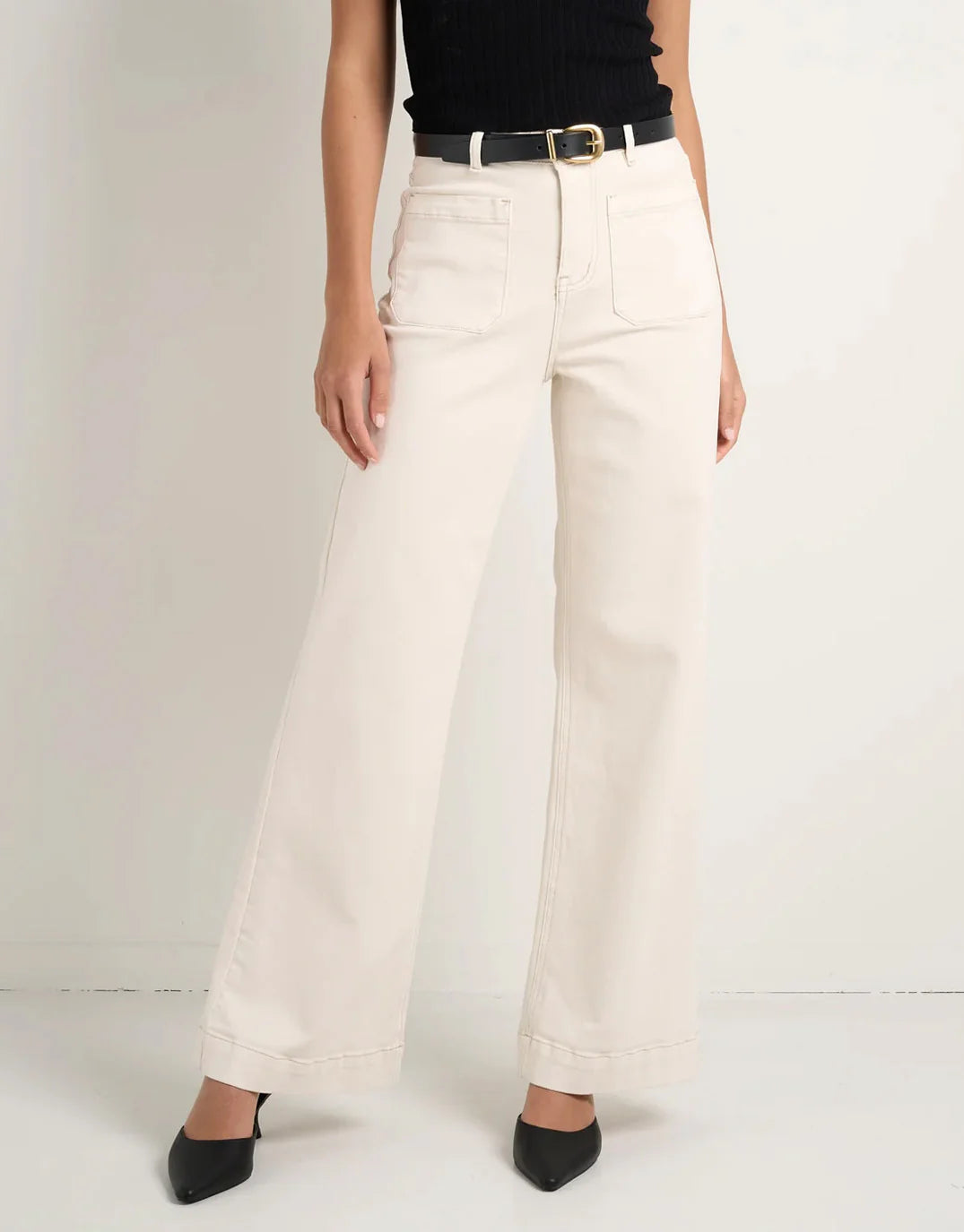Among the Brave Zoey High Rise Wide Leg Jean - ecru
