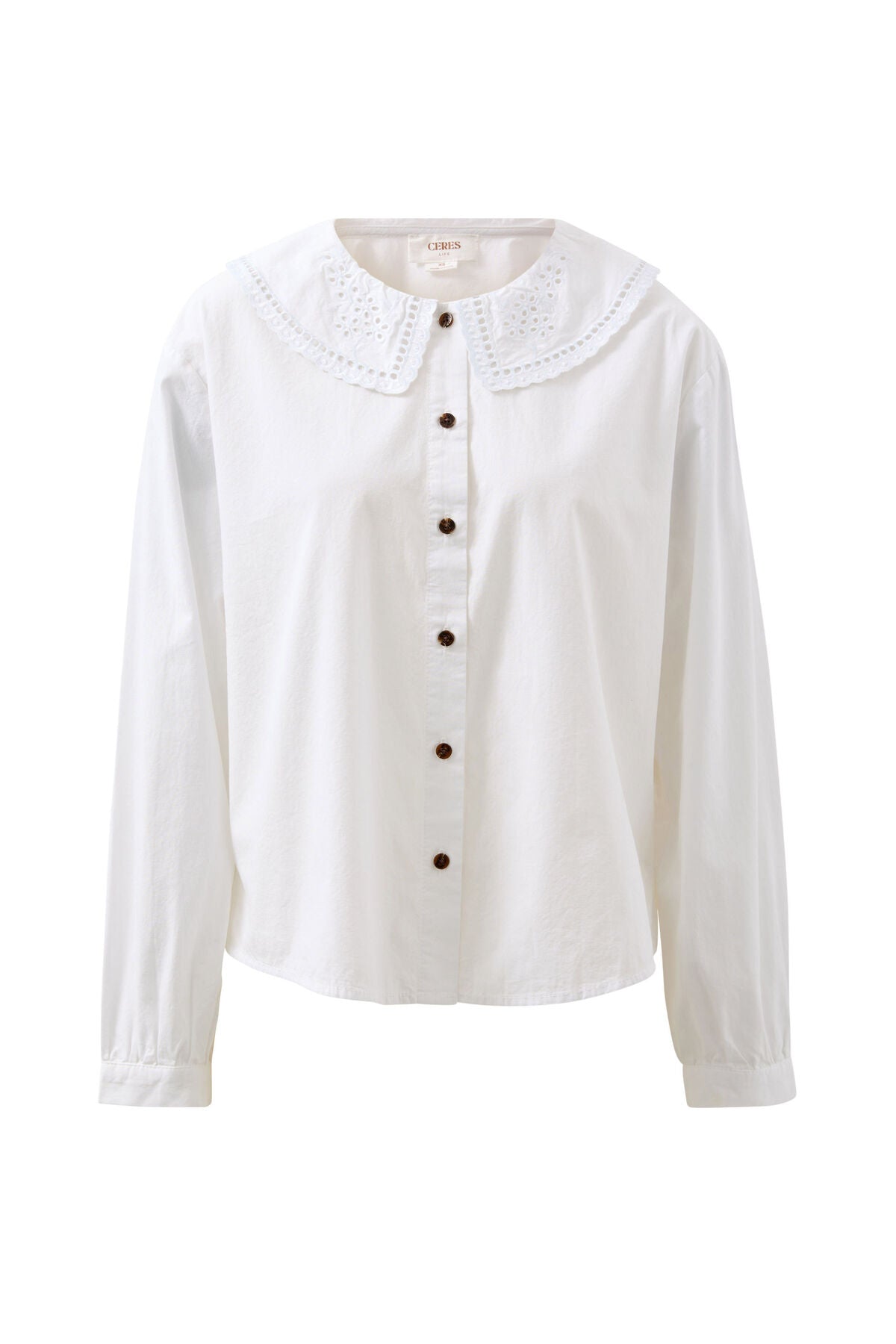 Ceres Alice Collared Top - white