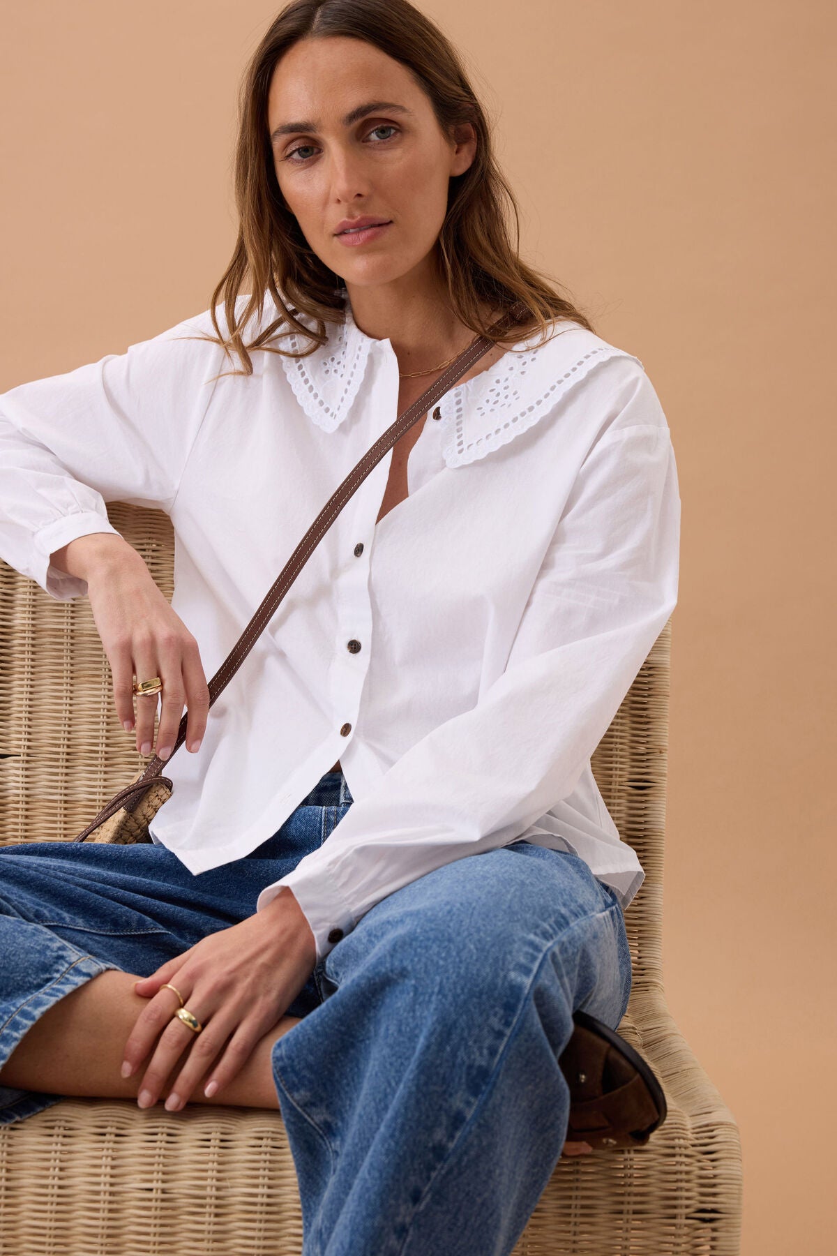 Ceres Alice Collared Top - white