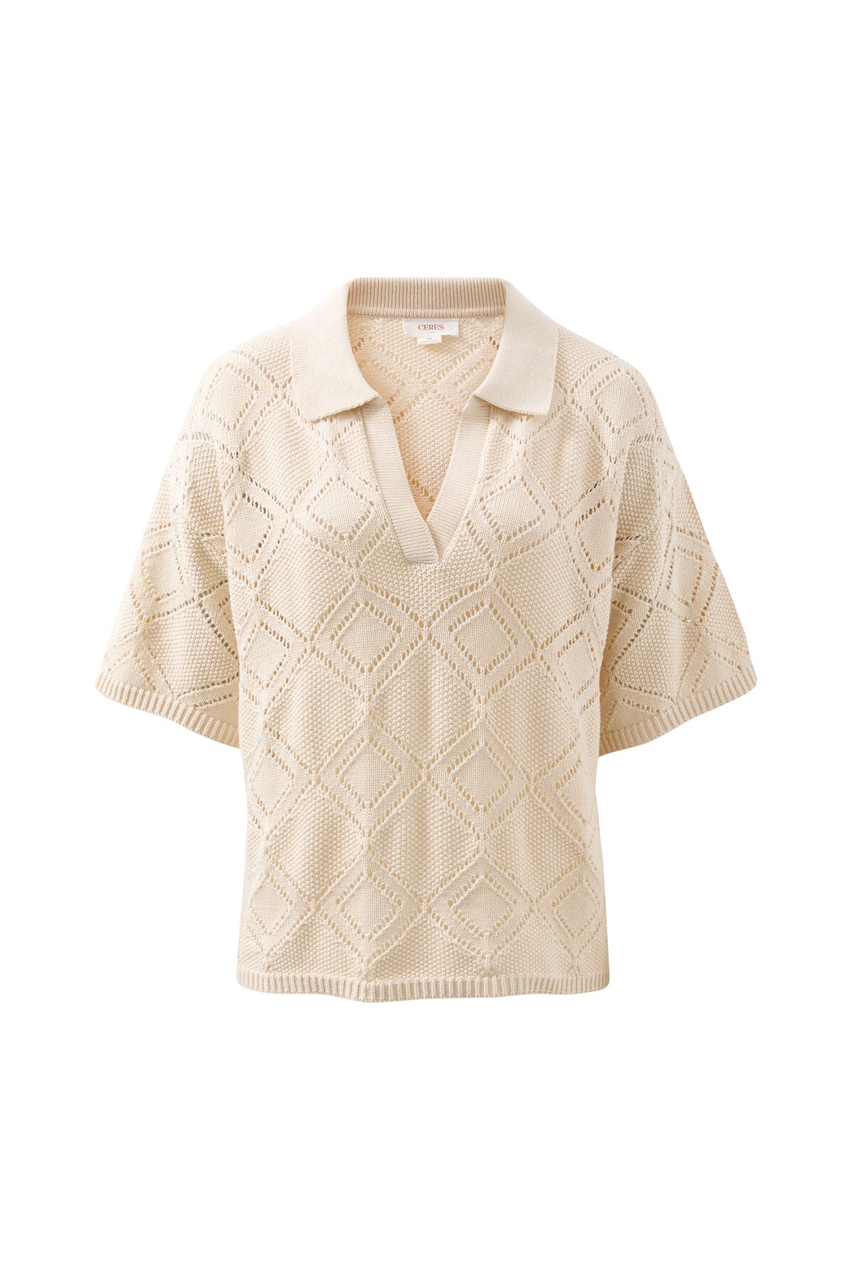 Ceres Demi Diamond Knit Tee - ecru