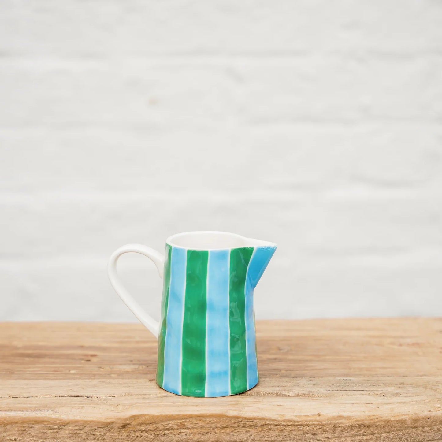 Noss & Co Milk Jug - green and cornflower blue stripes
