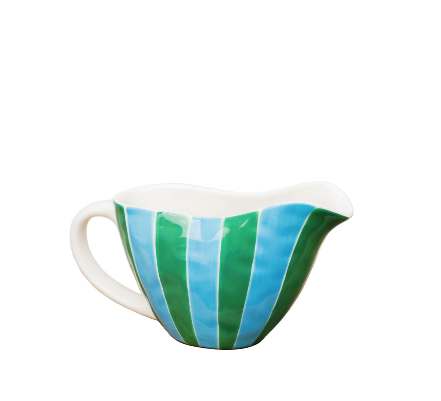 Noss & Co Gravy Jug - green and cornflower stripes