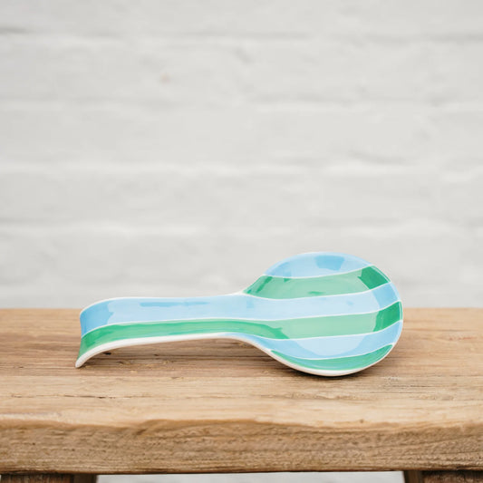 Noss & Co Spoon Rest - green and cornflower blue stripes