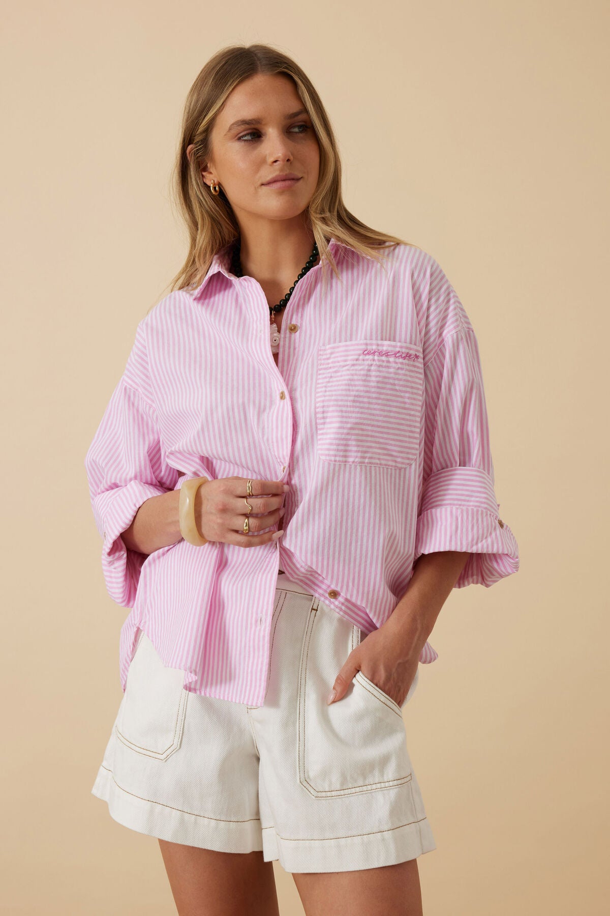Ceres Miya Shirt - pink stripe ceres hotel