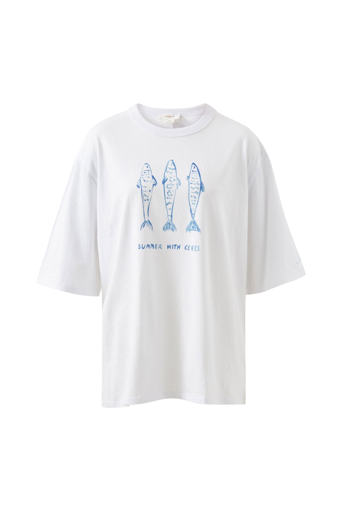 Ceres Liv Oversized Tee - white/summer fish