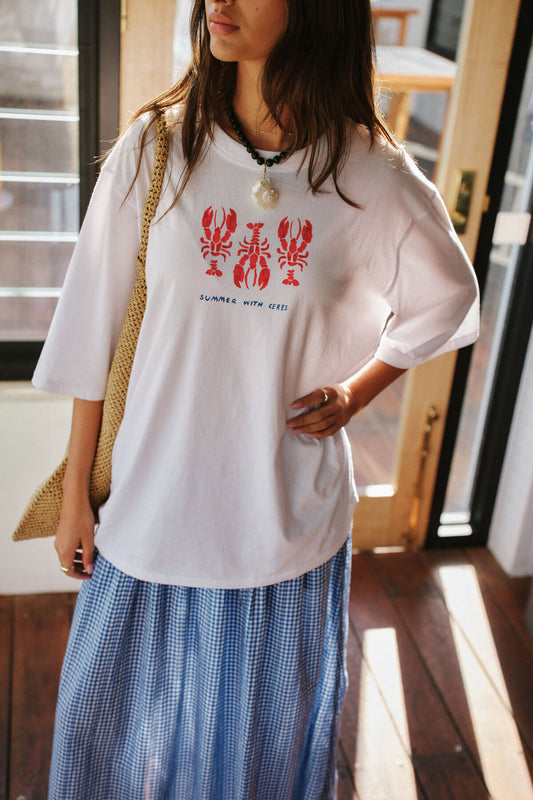 Ceres Liv Oversized Tee - white/summer lobsters