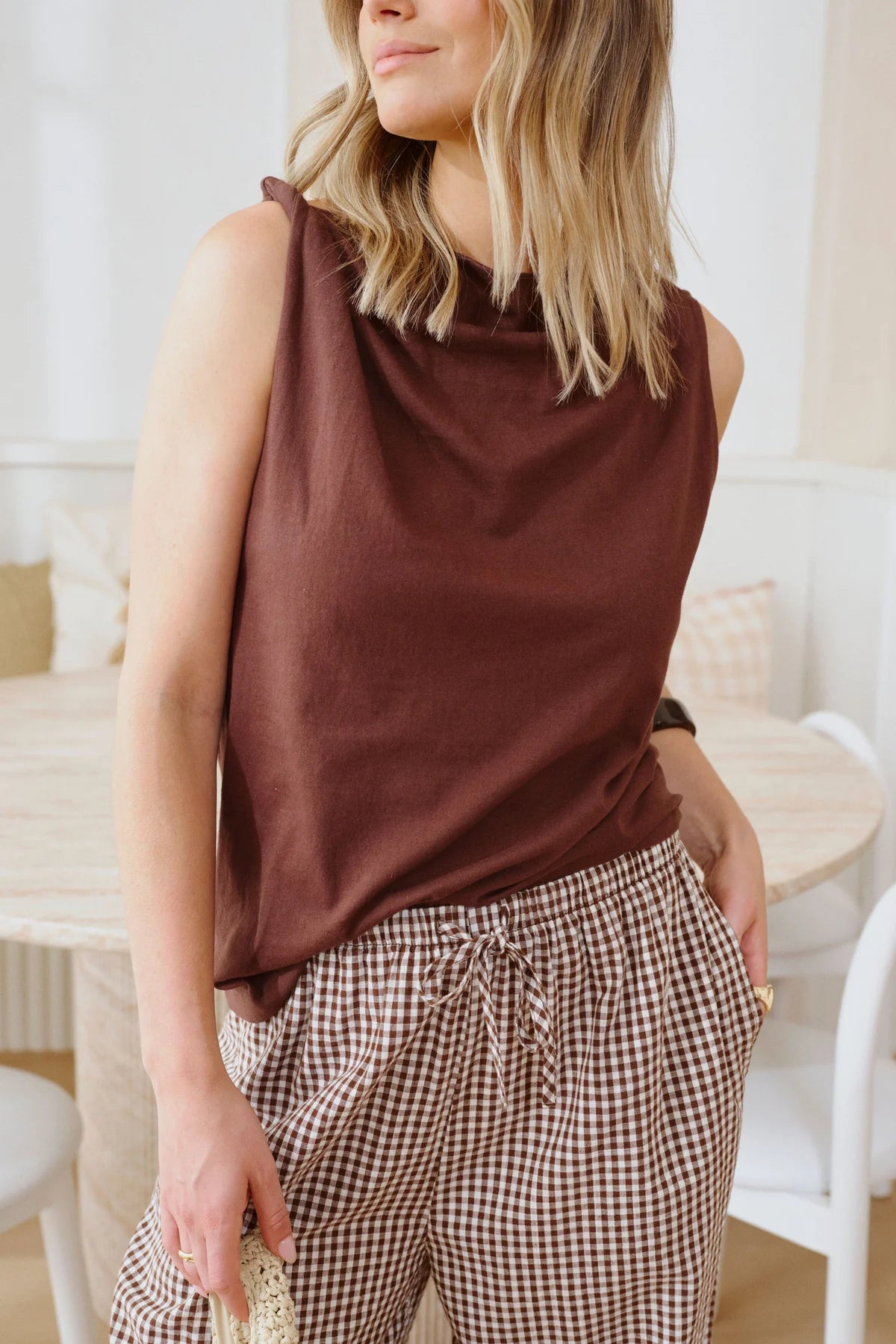Ceres Resort Pant - chocolate gingham