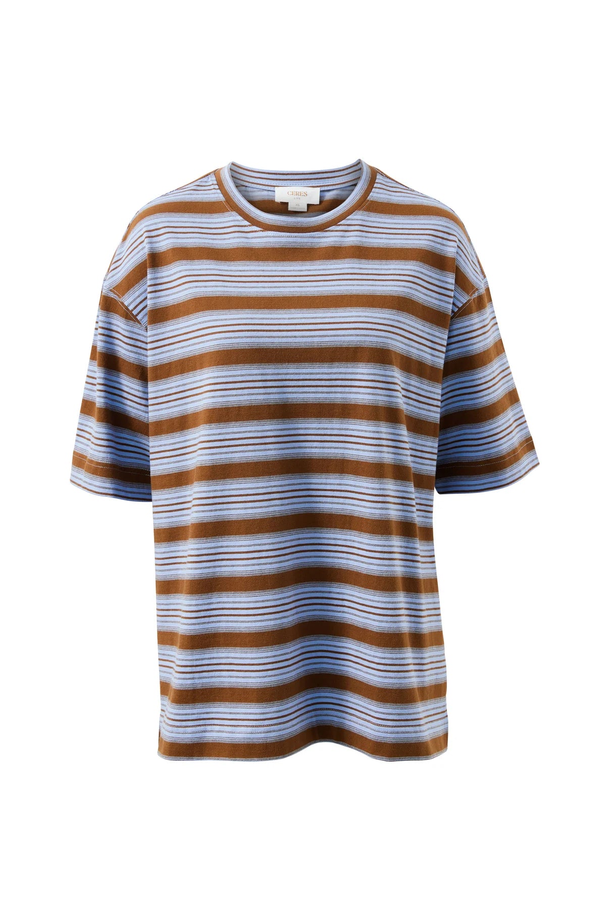 Ceres Marlow Oversized Tunic - skye blue/toffee stripe