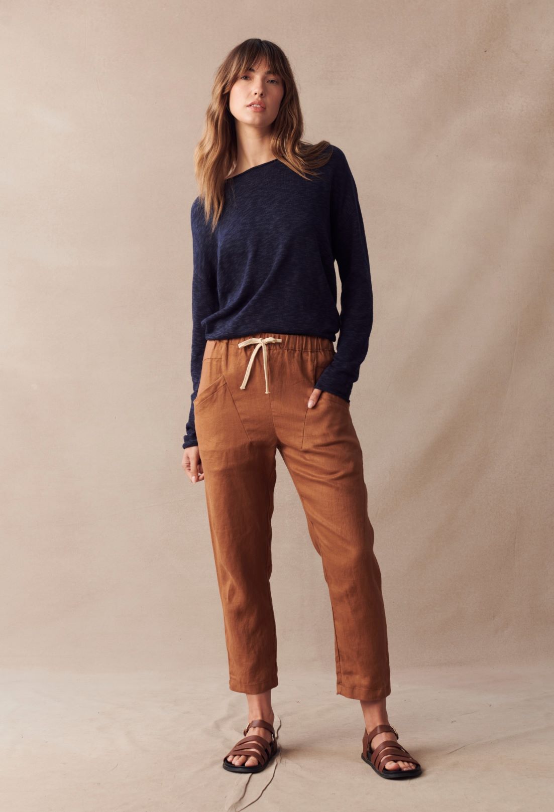 Little Lies Luxe Linen Pant - Rust